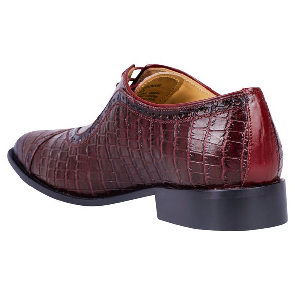 LIBERTYZENO Mens Burgundy Croco 2 Dress Shoes - Picture 3 of 7